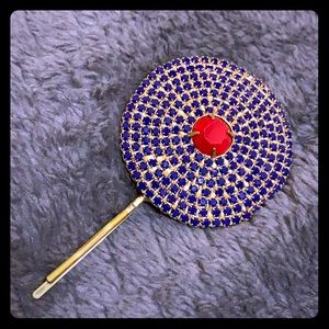 Beautiful blue & red rhinestone fashion hairpin